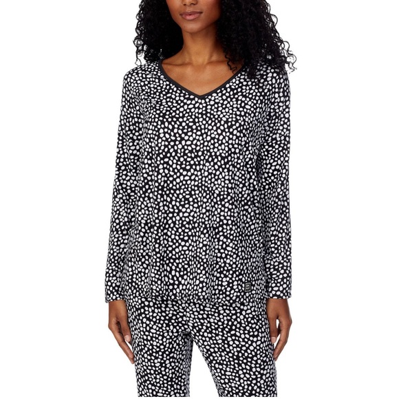 🆕NWT DKNY black white dot sleep jogger pajama set with eye mask, Size Large - Picture 2 of 8
